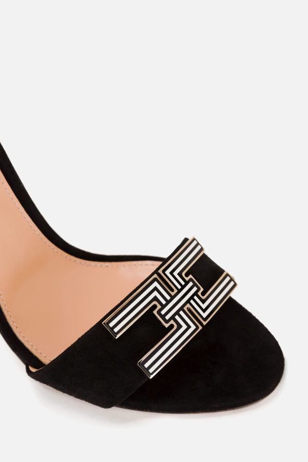 Dwukolorowe sandały z paskiem i logo ELISABETTA FRANCHI