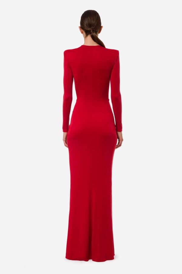 Sukienka Red Carpet z długim rękawem i maxi C z kryształków Elisabetta Franchi