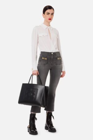 Koszula typu body z kieszeniami i złotymi guzikami Elisabetta Franchi