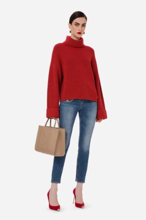 Oversize'owy sweter z rozkloszowanymi rękawami Elisabetta Franchi