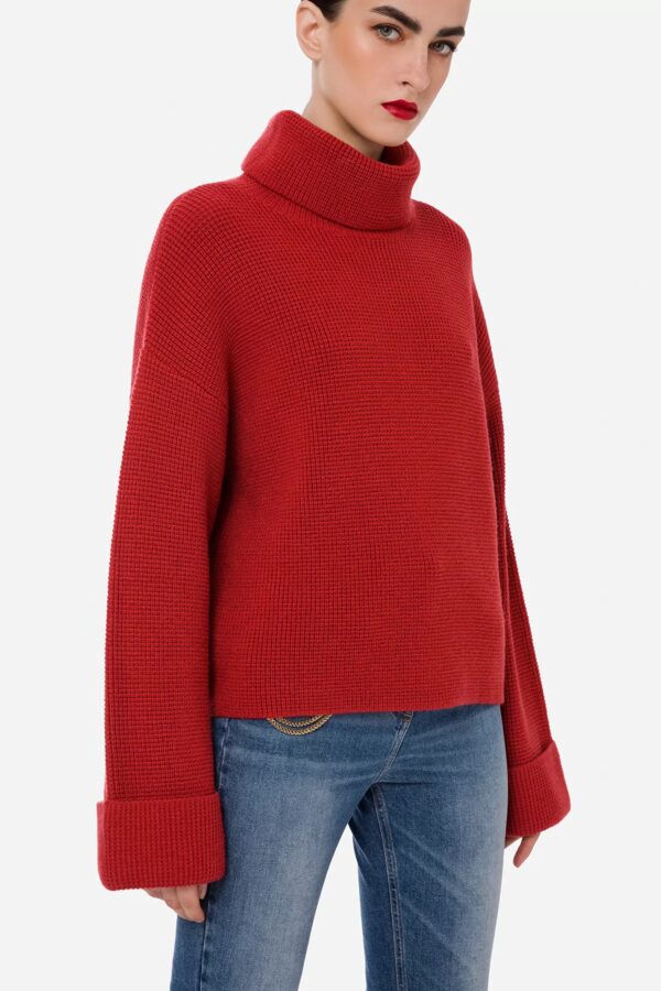 Oversize'owy sweter z rozkloszowanymi rękawami Elisabetta Franchi