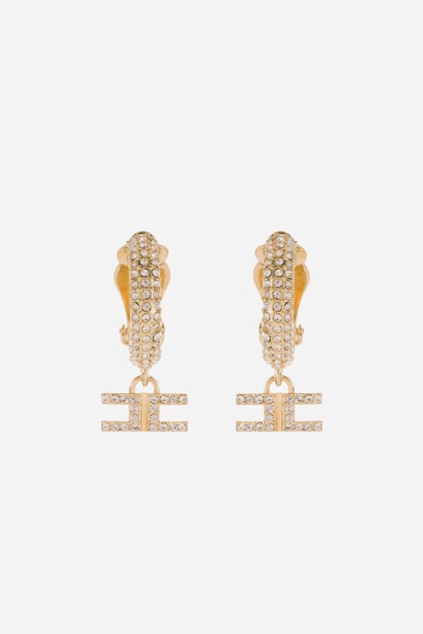 Złote kolczyki z kryształkami i wisiorkami Elisabetta Franchi