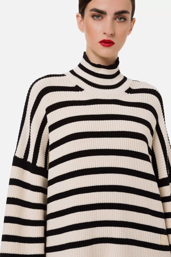 Oversizowy sweter w paski z długimi rękawami Elisabetta Franchi
