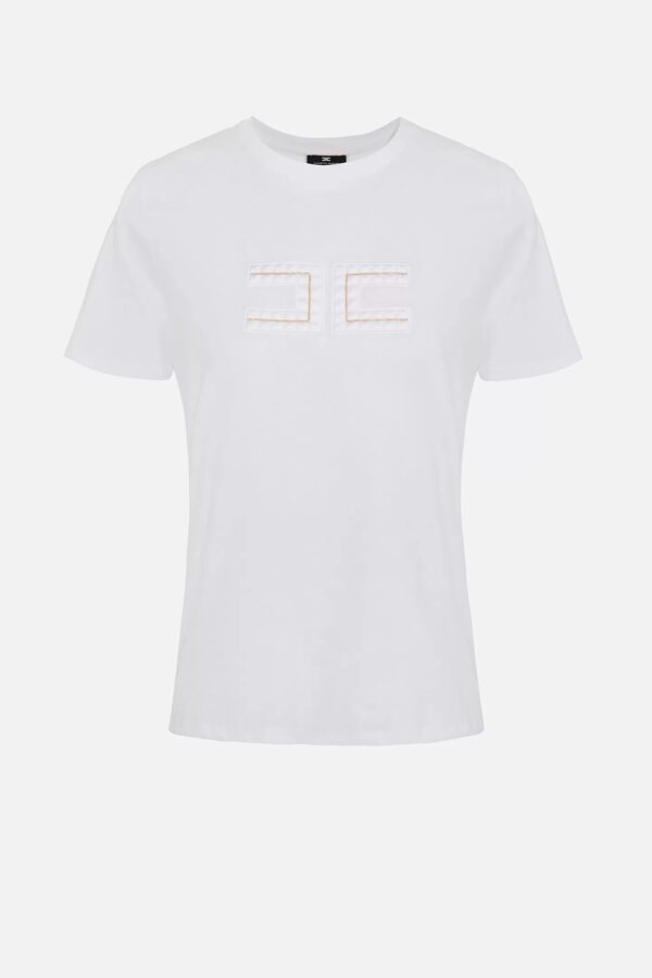 MA02131E2 T-shirt z okrągłym dekoltem z logo Elisabetta Franchi