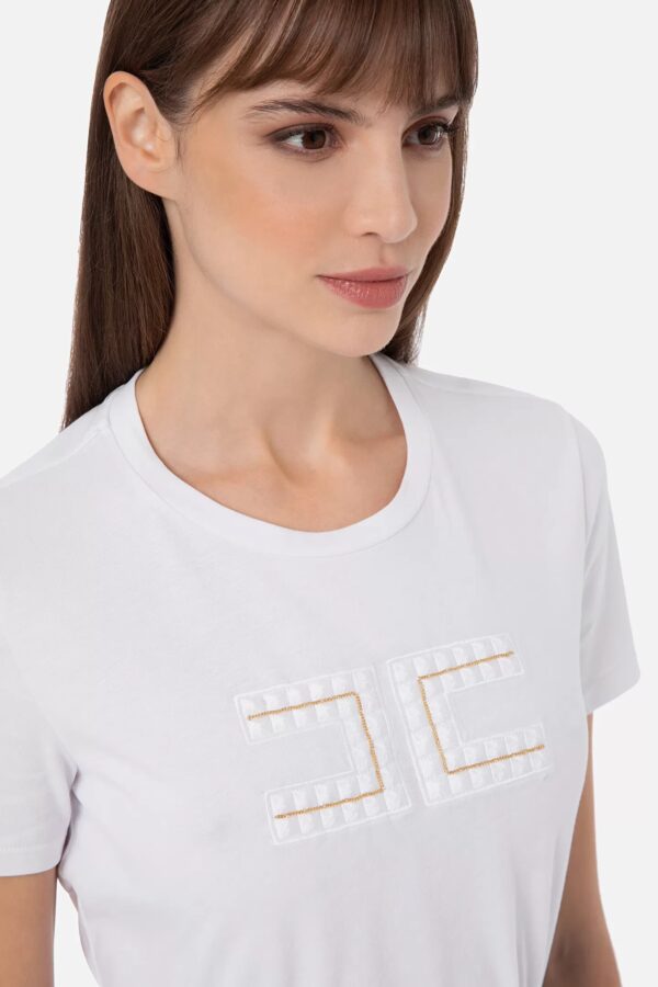 MA02131E2 T-shirt z okrągłym dekoltem z logo Elisabetta Franchi