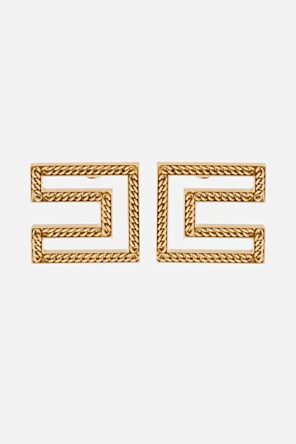 OR45B31E2 Złote kolczyki podwójne C z logo Elisabetta Franchi