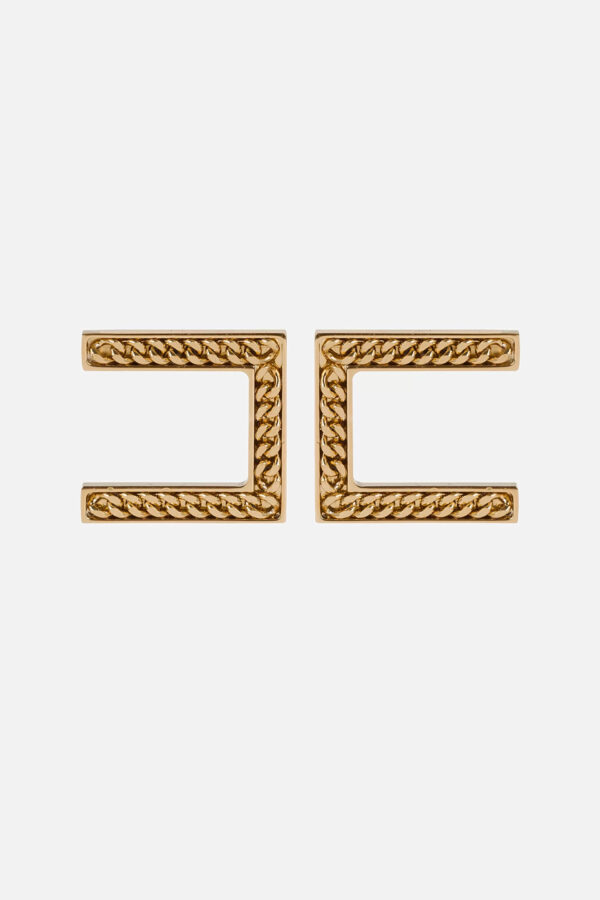 OR46B31E2 Złote kolczyki podwójne C z logo Elisabetta Franchi