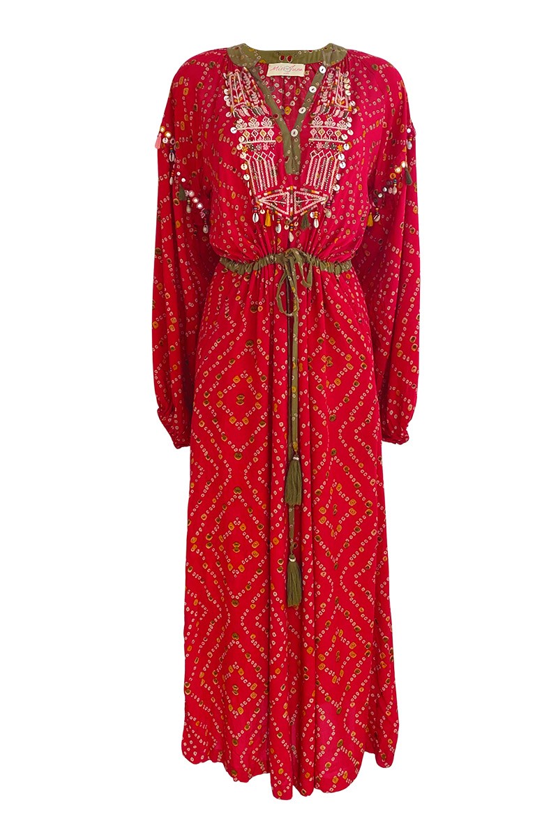 Długa etniczna kolorowa sukienka z haftem DAYS Miss June Paris