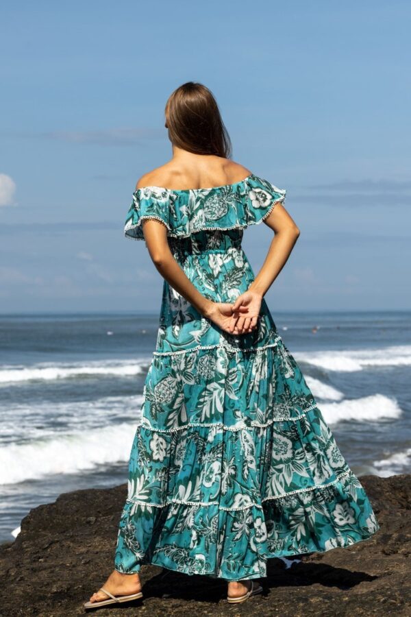 Długa letnia sukienka w kwiaty ERICA w hiszpańskim stylu Miss June Paris